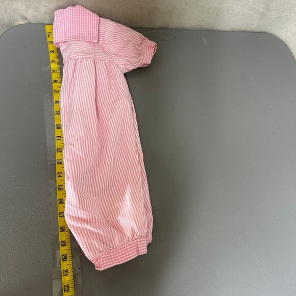 Vintage OshKosh Girls Romper Size 3-6 Months Pink Striped One Piece Made in USA - Picture 7 of 8